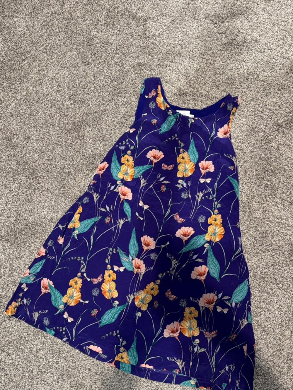 Anthropologie Navy Floral Sleeveless Mini Dress